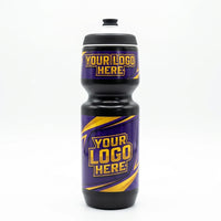 Thumbnail for Black water bottle with purple and gold 