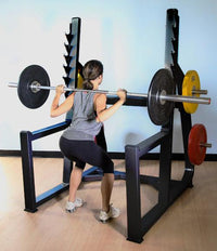 Thumbnail for Commercial Squat Rack - Muscle D Fitness - Weight Storage - Black / Silver