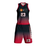 Thumbnail for Black and red gradient basketball jersey and shorts with 