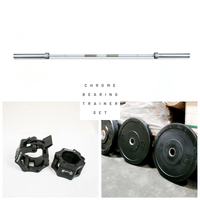 Thumbnail for 7' Hard Chrome Triple Bearing Olympic Bar and Bumper Plate Set