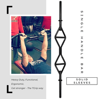 Thumbnail for Black single handle bar with solid Olympic sleeves, shown in use by a man lifting weights.