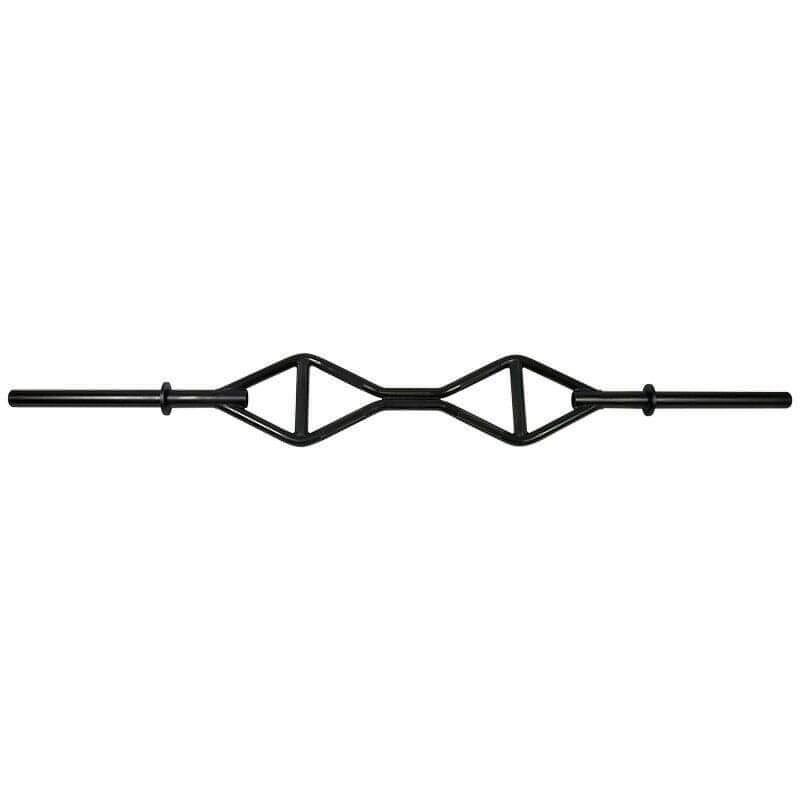 Black multi-grip barbell with two diamond-shaped handles.