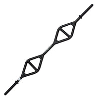 Thumbnail for Black multi-grip barbell with two diamond-shaped handle sections.