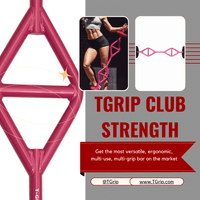Thumbnail for Pink multi-grip strength bar with a woman using it and a full view of the bar.