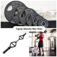 Thumbnail for Collage of multi-grip bar, weight plates, and man lifting weights in a gym.