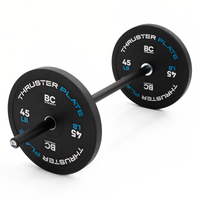 Thumbnail for BC Strength Thruster Bar Lite with 45lb Thruster Plates, a hip thrust bar and plate set