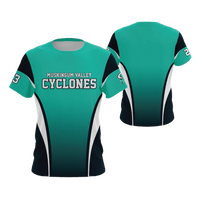 Thumbnail for Teal, black, and white short-sleeve crewneck shirt with 