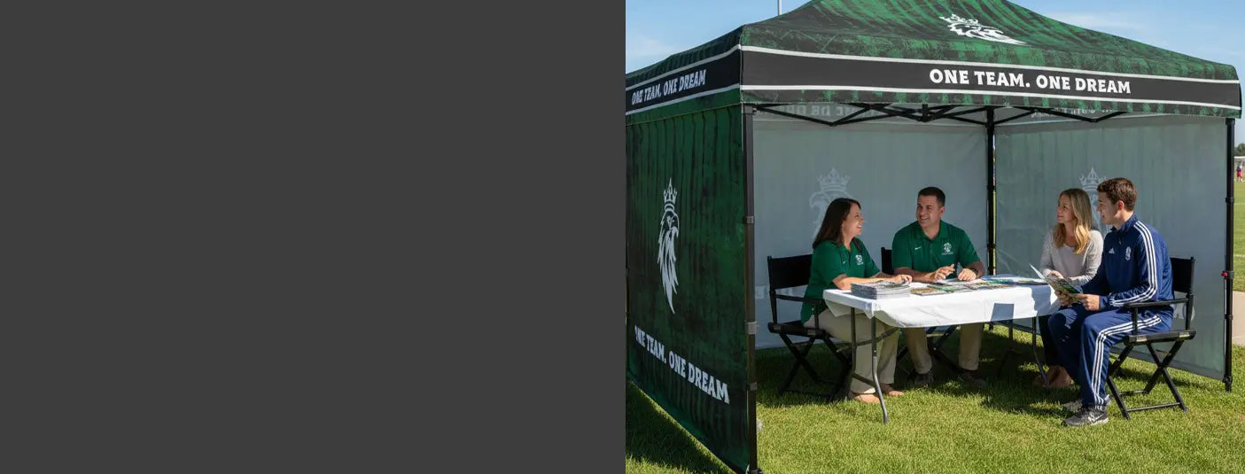 Personalized 10' x 15' outdoor event tent for brands, teams, and promotions
