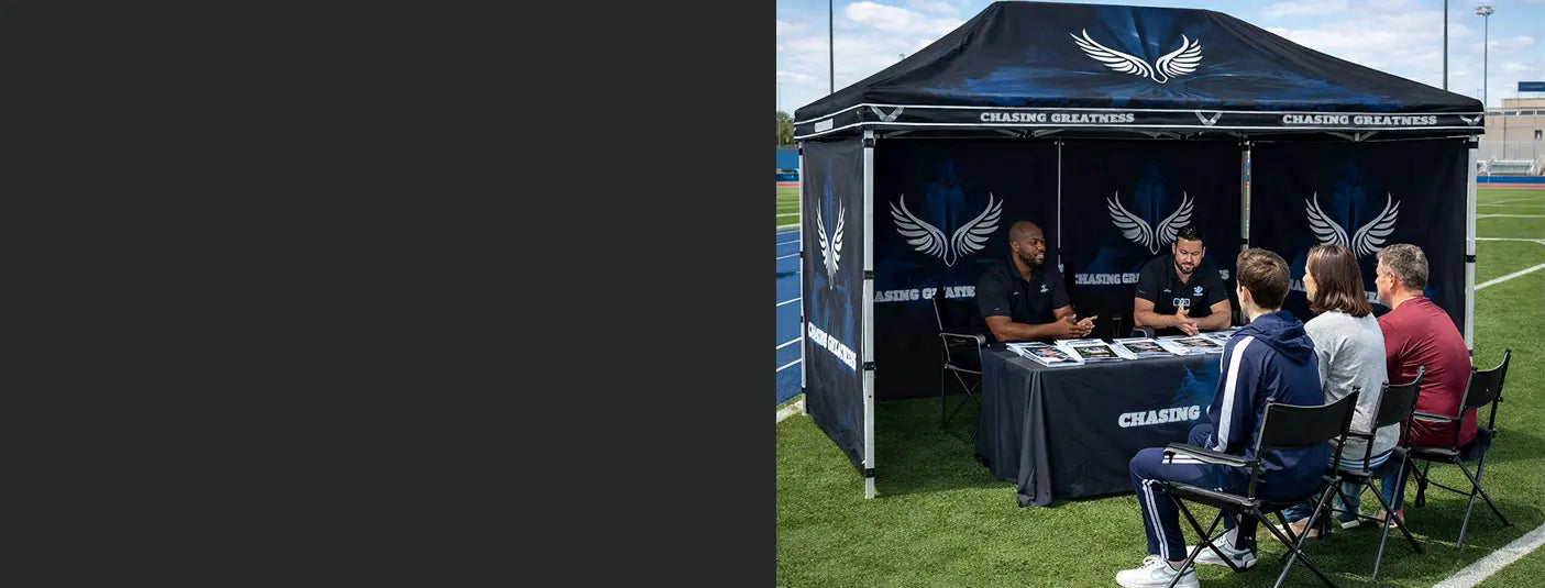 Personalized 10' x 20' outdoor event tent for brands, teams, and promotions