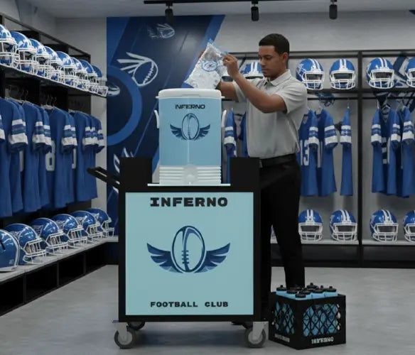 Durable adjustable custom hydration cart with team branding for sports and events