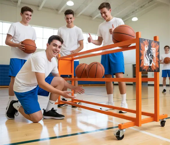 Durable Custom 15-Ball Rack featuring Team Branding for Gyms and School Events