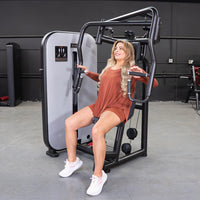 Thumbnail for Vogue Chest Press - Muscle D Fitness - Adjustable Seat - Pin Selectorized - Pec Workout
