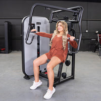 Thumbnail for Vogue Chest Press - Muscle D Fitness - Adjustable Seat - Pin Selectorized - Pec Workout