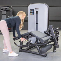 Thumbnail for Vogue Leg Extension/Prone Leg Curl Combo - Muscle D Fitness - Seated - Adjustable - Pin Selectorized - Quads Hamstring Machine