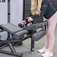 Thumbnail for Vogue Leg Extension/Prone Leg Curl Combo - Muscle D Fitness - Seated - Adjustable - Pin Selectorized - Quads Hamstring Machine