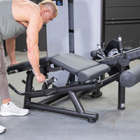 Thumbnail for Vogue Leg Extension/Prone Leg Curl Combo - Muscle D Fitness - Seated - Adjustable - Pin Selectorized - Quads Hamstring Machine