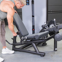 Thumbnail for Vogue Leg Extension/Prone Leg Curl Combo - Muscle D Fitness - Seated - Adjustable - Pin Selectorized - Quads Hamstring Machine