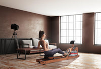 Thumbnail for Water Rower - Muscle D Fitness - Wooden Seated Adjustable Water Rower