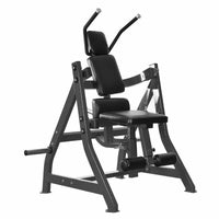 Thumbnail for Plate-loaded abdominal crunch machine with black padded seat and backrest on a dark gray frame.