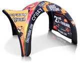 Custom inflatable canopy tent with "Crazy Quail" branding in orange, black, and red.