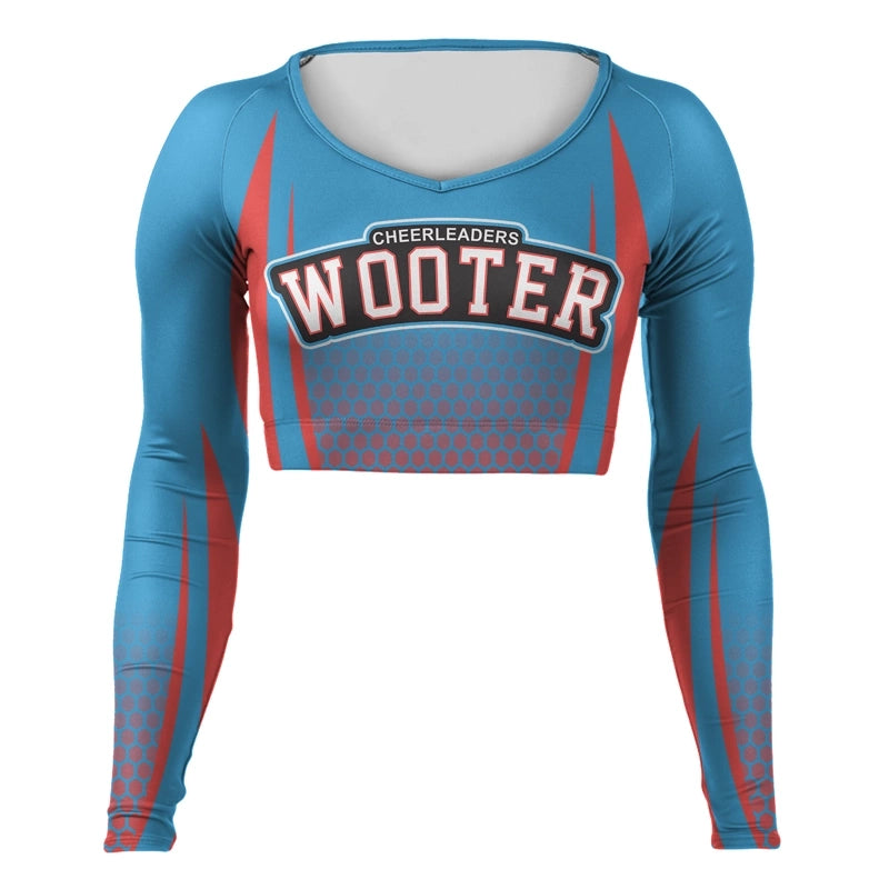 Custom Long Sleeve Wide Neck Cheerleading Crop Tops