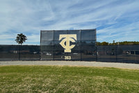 Thumbnail for Custom printed FenceMate baseball batter's eye screen with team logo installed at Thomas County Central High School baseball field