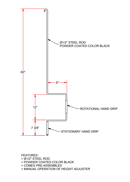 Backboard - Height Adjuster - Manual Hand Crank