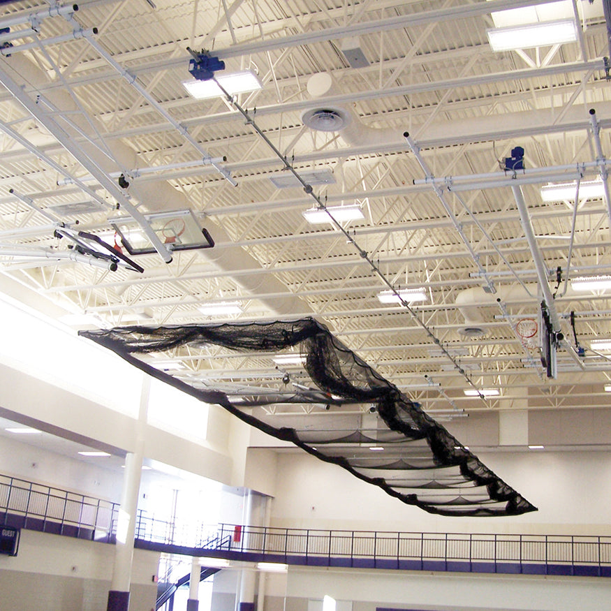 Batting Cages - Ceiling Suspended, Retractable (70 ft.L x 12 ft.W x 11 ft.H) - (1-3/4 in. Mesh - Baseball) (Black)