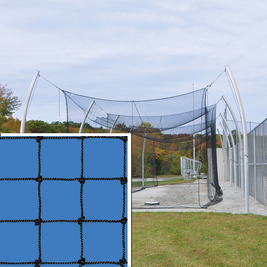 Batting Tunnel Net - Pro Climatized - #42 High Abrasion-Resistant - 2mm Twisted Poly Fiber - 1-3/4 in. Square Mesh (55 ft.L x 12 ft.W x 12 ft.H)