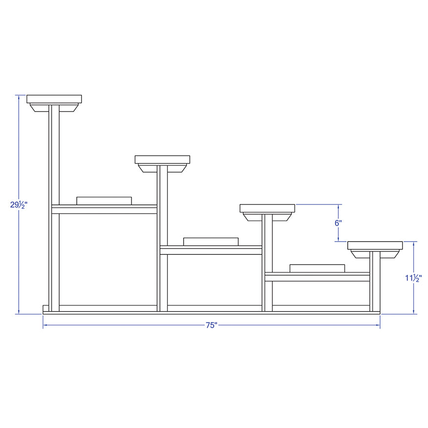 Bleacher - 15 ft. (4 Row - Single Foot Plank) - Standard, Outdoor