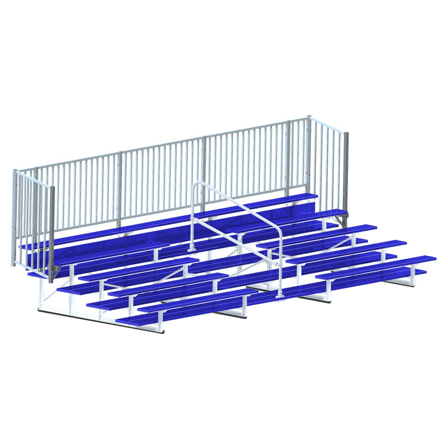 Bleacher - 21 ft. (5 Row - Double Foot Plank with Guard Rail & Aisle) - Enclosed (Powder Coated)