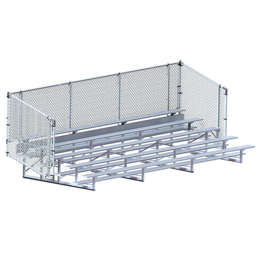 Bleacher - 21 ft. (5 Row - Single Foot Plank with Chain Link Rail) - Enclosed