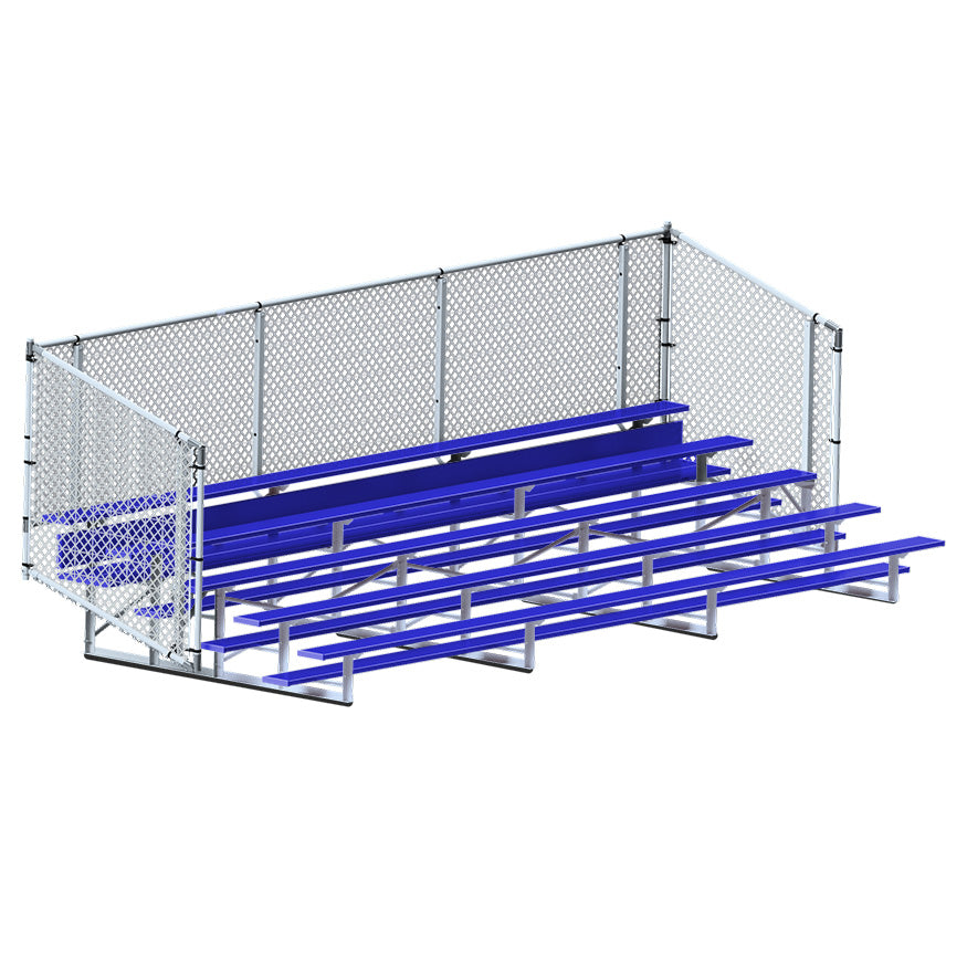 Bleacher - 21 ft. (5 Row - Single Foot Plank with Chain Link Rail) - Enclosed (Powder Coated)