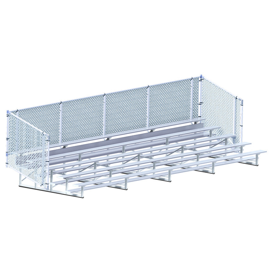 Bleacher - 27 ft. (5 Row - Single Foot Plank with Chain Link Rail) - Enclosed