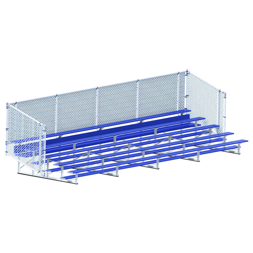 Bleacher - 27 ft. (5 Row - Single Foot Plank with Chain Link Rail) - Enclosed (Powder Coated)