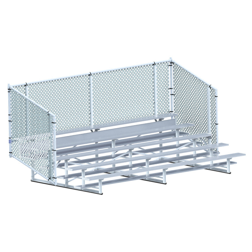 Bleacher - 15 ft. (5 Row - Single Foot Plank with Chain Link Rail) - Enclosed