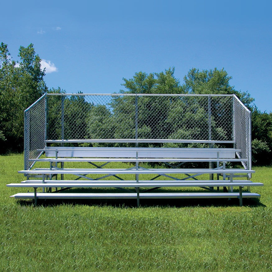 Bleacher - 15 ft. (5 Row - Single Foot Plank with Chain Link Rail) - Enclosed