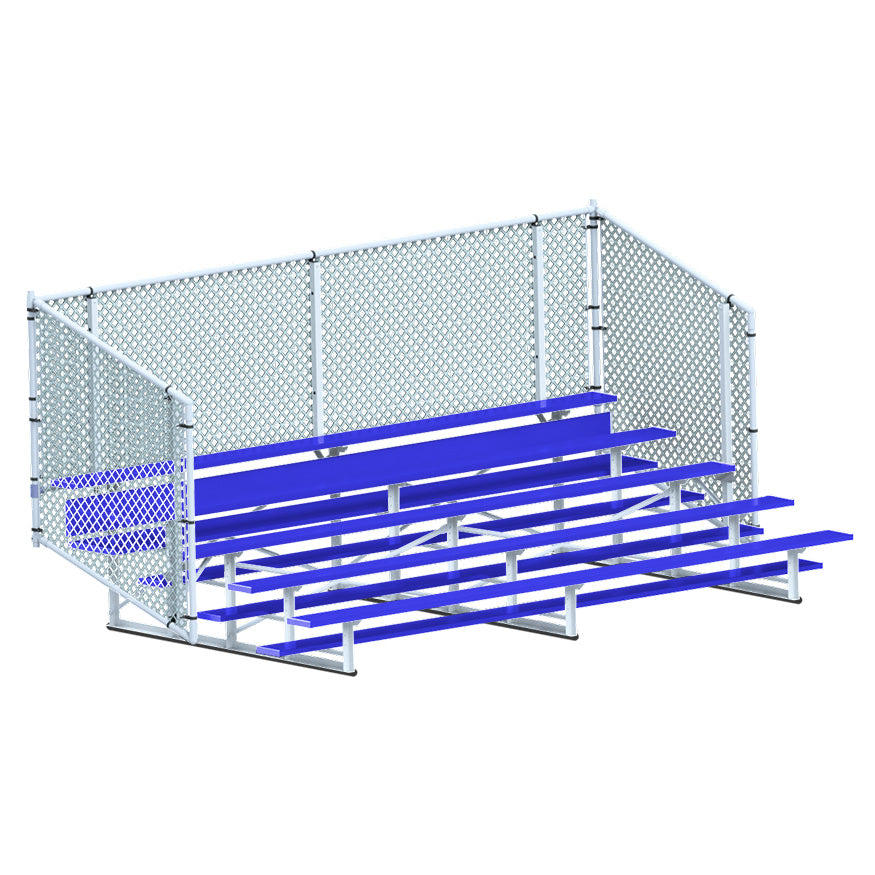 Bleacher - 15 ft. (5 Row - Single Foot Plank with Chain Link Rail) - Enclosed (Powder Coated)