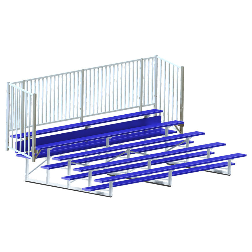 Bleacher - 15 ft. (5 Row - Single Foot Plank, with Guard Rail) - Enclosed (Powder Coated)