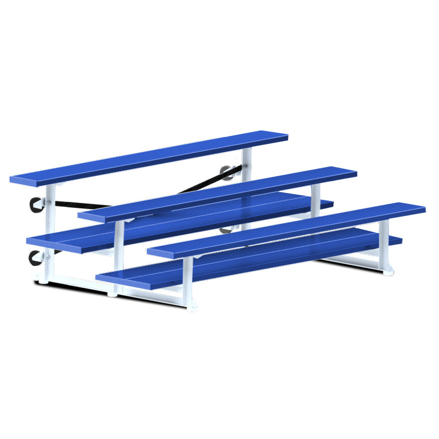 Bleacher - 7-1/2 ft. (3 Row - Double Foot Plank) - Tip & Roll (Powder Coated)