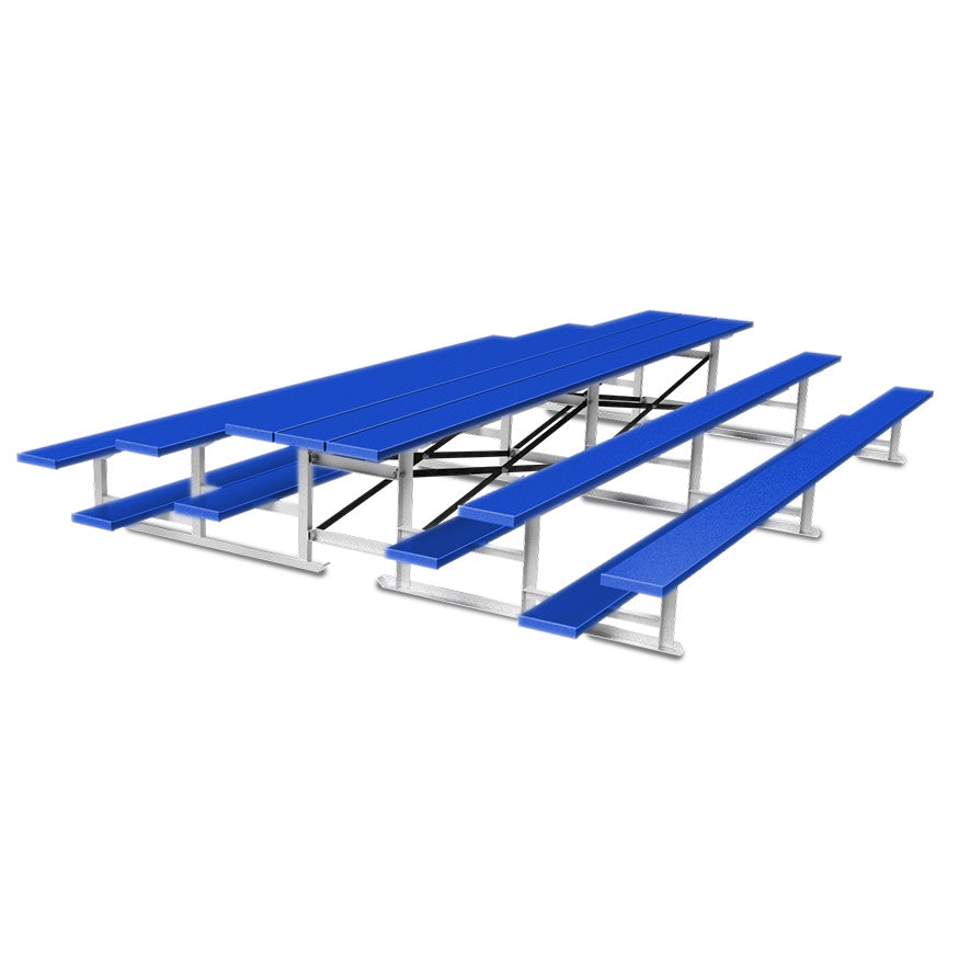 Bleacher - 15 ft. (3 Row - Single Foot Plank) - Back-To-Back (Powder Coated)