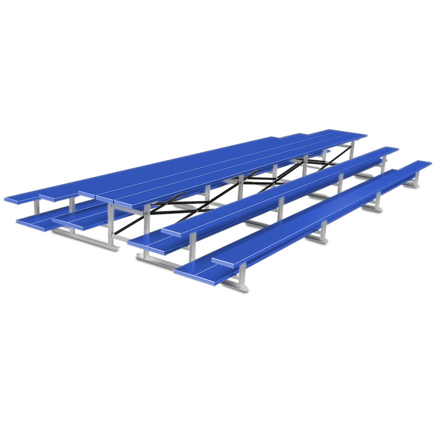 Bleacher - 21 ft. (3 Row - Double Foot Plank) - Back-To-Back (Powder Coated)