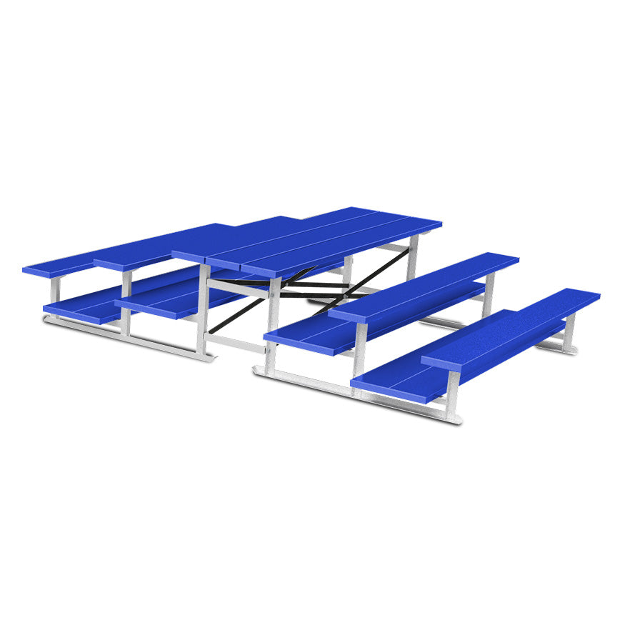 Bleacher - 7-1/2 ft. (3 Row - Double Foot Plank) - Back-To-Back (Powder Coated)