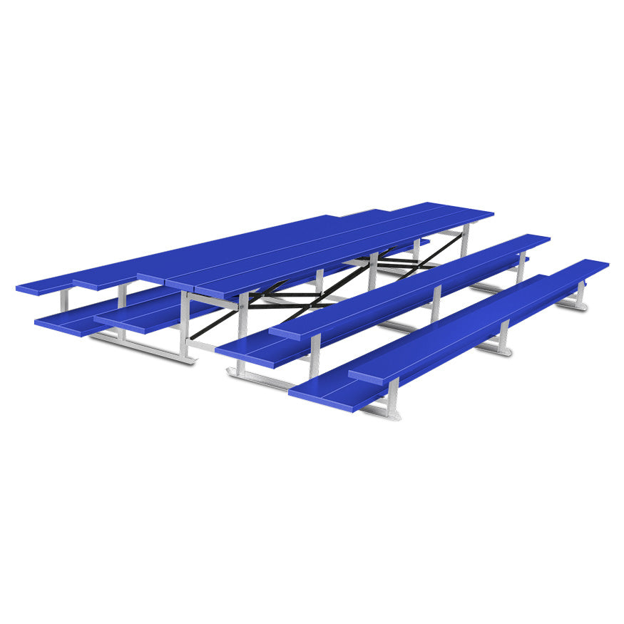 Bleacher - 15 ft. (3 Row - Double Foot Plank) - Back-To-Back (Powder Coated)