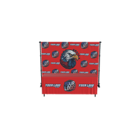Thumbnail for Red custom backdrop with eagle logo and table cover with 