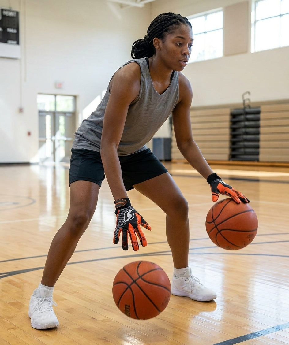 Two-ball dribbling drill with Hoop Handz weighted gloves
