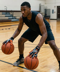 Thumbnail for Two-ball dribbling drill wearing Hoop Handz weighted gloves