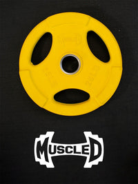 Thumbnail for RUBBER COATED COLORED OLYMPIC PLATES: Rubber Plates, per Pair - Muscle D Fitness - Weights Pairs