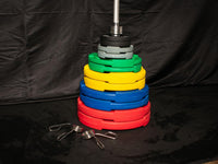 Thumbnail for RUBBER COATED COLORED OLYMPIC PLATES: Rubber Plates, per Pair - Muscle D Fitness - Weights Pairs
