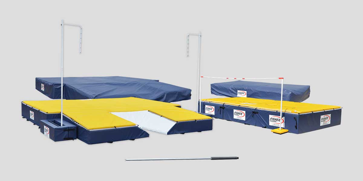 Fisher combination pole vault and high jump pit package